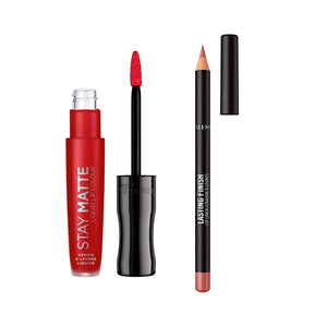 Set Flüssiger Lippenstift Stay Matte + Konturenstift Lasting Finish - Rimmel London : 500 Fire Starter - 1