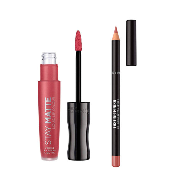 Set Flüssiger Lippenstift Stay Matte + Konturenstift Lasting Finish - Rimmel London : 200 Pink Blink - 4