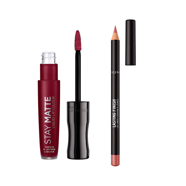 Set Flüssiger Lippenstift Stay Matte + Konturenstift Lasting Finish - Rimmel London : 810 Plum This Show - 2