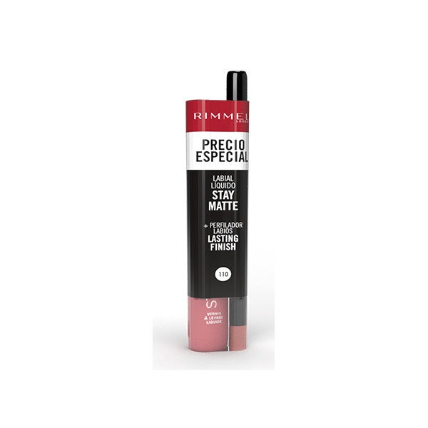 Set Flüssiger Lippenstift Stay Matte + Konturenstift Lasting Finish - Rimmel London : 110 Blush - 1