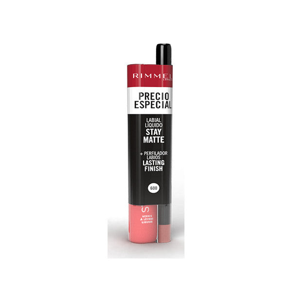 Set Flüssiger Lippenstift Stay Matte + Konturenstift Lasting Finish - Rimmel London : 600 Coral Sass - 1