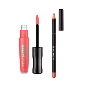 Set Flüssiger Lippenstift Stay Matte + Konturenstift Lasting Finish - Rimmel London : 600 Coral Sass - 2