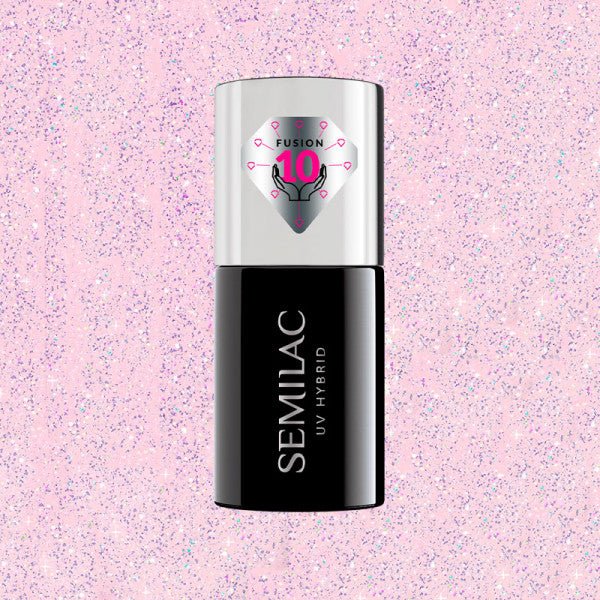 Extend Care Semi-Permanenter Nagellack 5en1 - Semilac : 806 Glitter Delicate Pink - 1