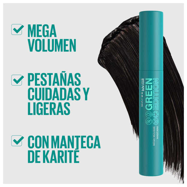Grüne Edition Wimperntusche - Maybelline : 002 VERY BLACK - 3