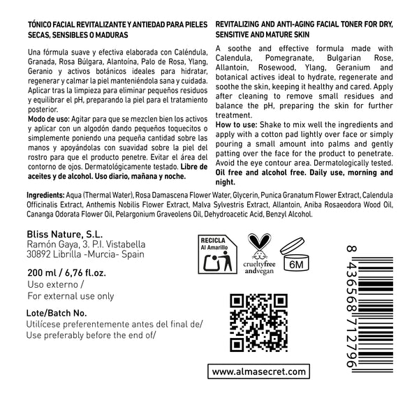 Revitalisierendes und Anti-Aging Gesichtswasser - Calendula &amp; Granatapfel - 150 ml - Alma Secret - 2