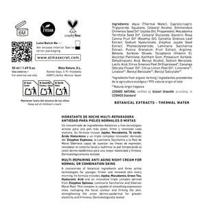 Reparierende Anti-Aging-Nachtcreme - Jojoba, Grüner Tee &amp; Hyaluronsäure - 50 ml - Alma Secret - 3