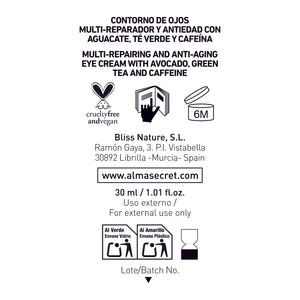 Anti-Aging Augenkonturbehandlung - Avocado, grüner Tee &amp; Koffein - 30 ml - Alma Secret - 2