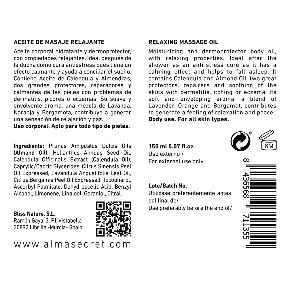 Feuchtigkeitsspendendes und entspannendes Körpermassageöl - Calendula, Lavendel &amp; Bergamotte - 150 ml - Alma Secret - 1