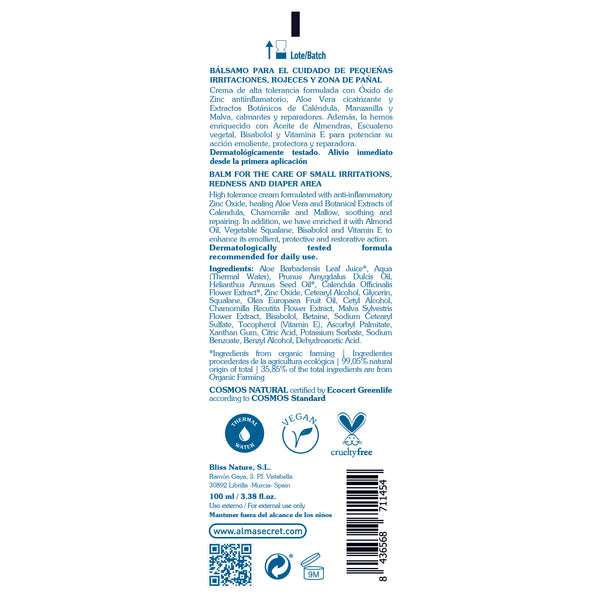 Windelcreme mit Zinkoxid, Calendula &amp; Aloe Vera - 100 ml - Alma Secret - 2