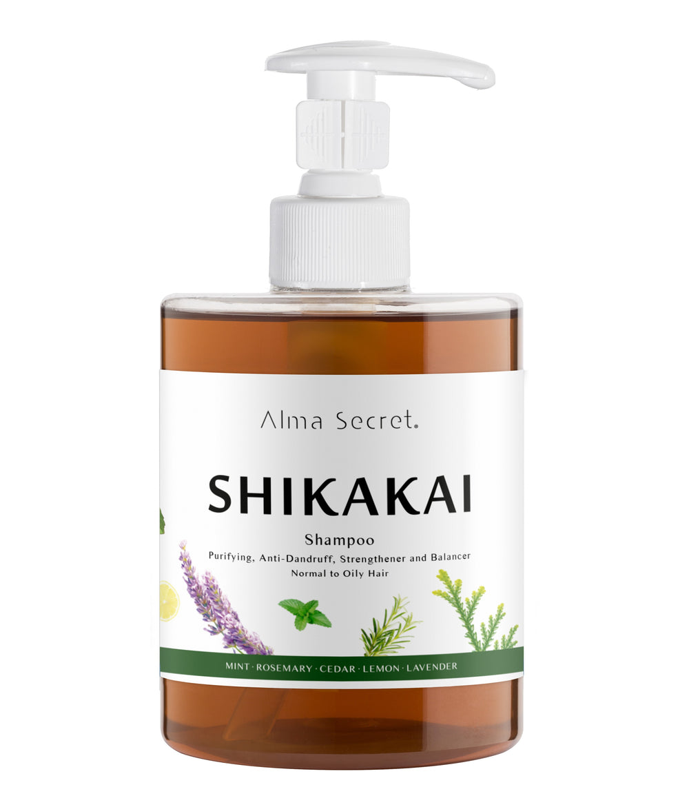 Shikakai Shampoo (gegen Haarausfall, Fettigkeit, Schuppen und Dermatitis) - 500 ml - Alma Secret - 1