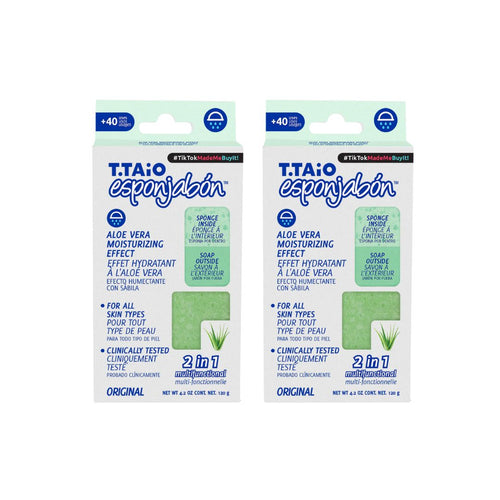 2er Pack Schwammseife: Schwamm + Seife 2 in 1 - 120g - T.taio : 2x Aloe - 1