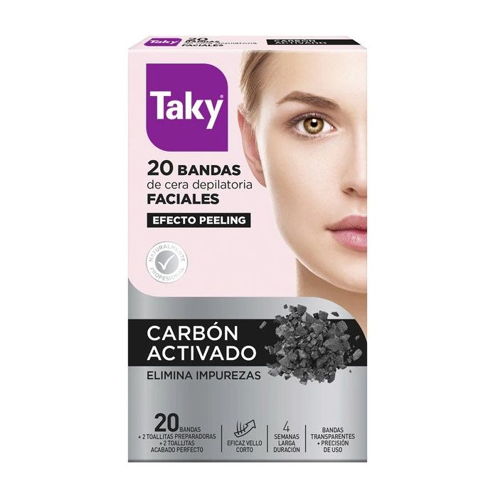 Aktivkohle-Gesichtsenthaarungsstreifen mit Peeling-Effekt - Taky - 1