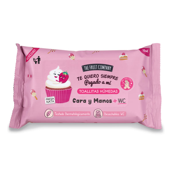 Einweg-Feuchttücher für Gesicht und Hände - Verschiedene Aromen - The Fruit Company : Fresa y Nata - 1