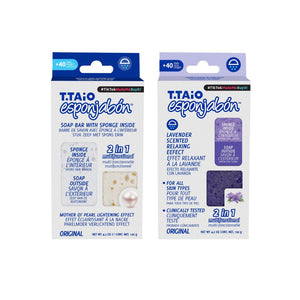 2er Pack Schwammseife: Schwamm + Seife 2 in 1 - 120g - T.taio : Perla + Lavanda - 1