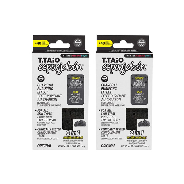 2er Pack Schwammseife: Schwamm + Seife 2 in 1 - 120g - T.taio : 2x Carbón - 1