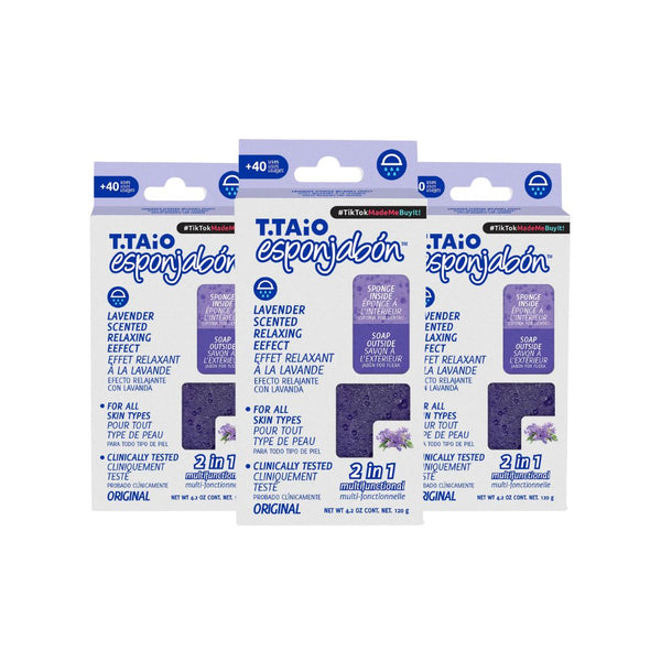 Pack mit 3 Schwammseife: Schwamm + Seife 2 in 1 - 120gr - T.taio : 3x Lavanda - 1
