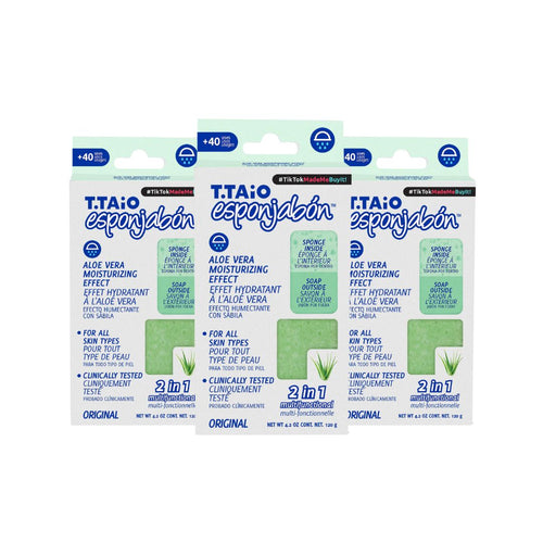 Pack mit 3 Schwammseife: Schwamm + Seife 2 in 1 - 120gr - T.taio : 3x Aloe - 1