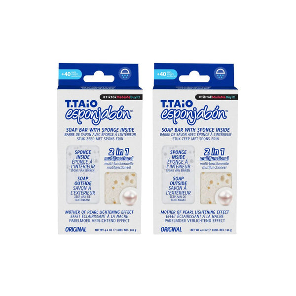 2er Pack Schwammseife: Schwamm + Seife 2 in 1 - 120g - T.taio : 2x Perla - 1