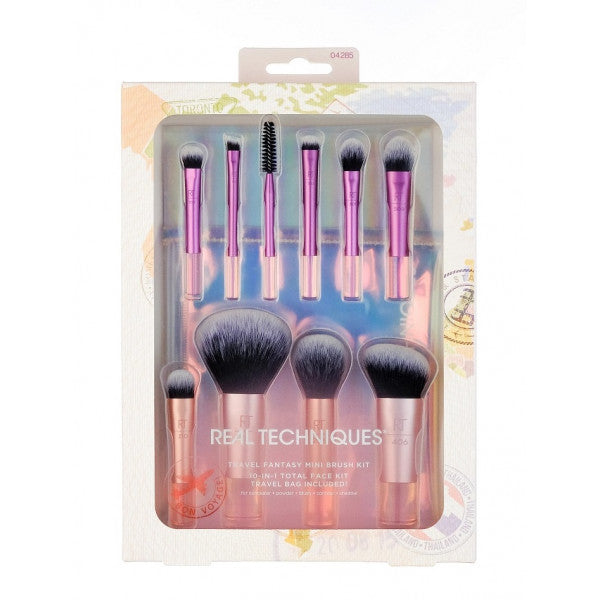 Set mit 10 Mini-Pinseln + Travel Fantasy Mini-Pinseltasche: Set mit 10 Pinseln - Real Techniques - 1
