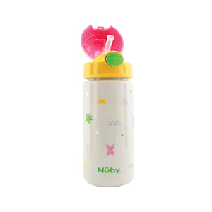 Tasse mit Druckknopf und Strohbrandung - Nuby : Rosa - 1