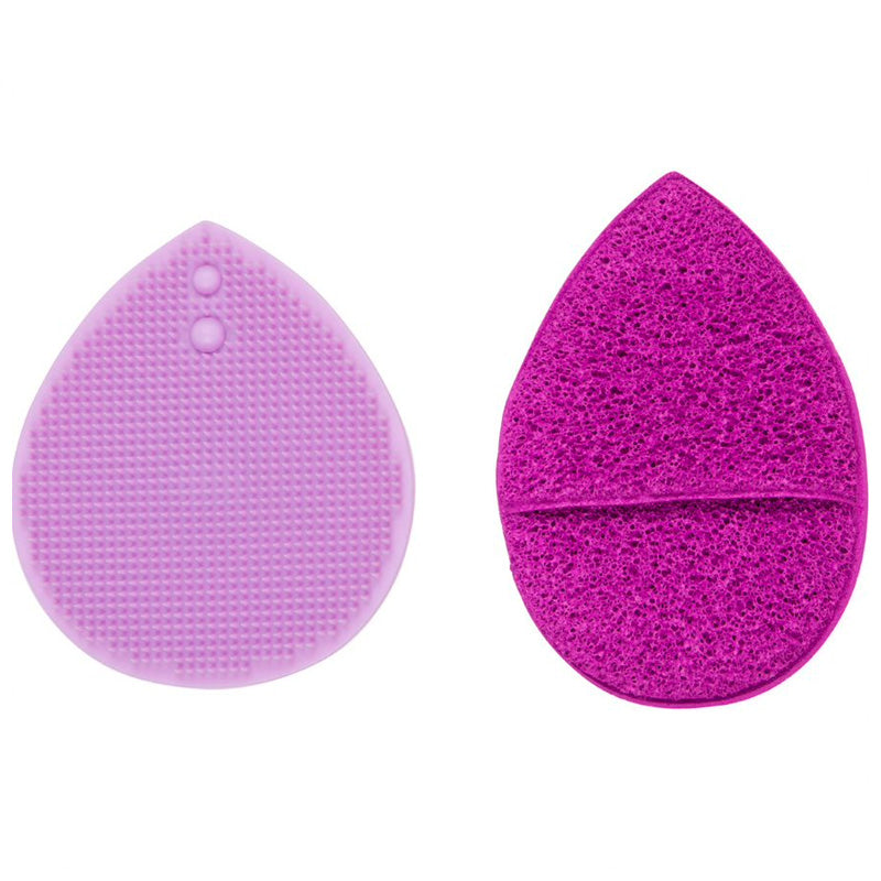 Peeling-Gesichtsreinigungsschwamm - Cleansing Sponge Facial Exfoliators Duo (lila) - Cala - 1
