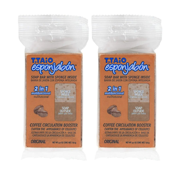 2er Pack Schwammseife: Schwamm + Seife 2 in 1 - 120g - T.taio : 2x Café - 1