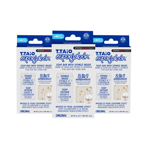 Pack mit 3 Schwammseife: Schwamm + Seife 2 in 1 - 120gr - T.taio : 3x Perla - 1