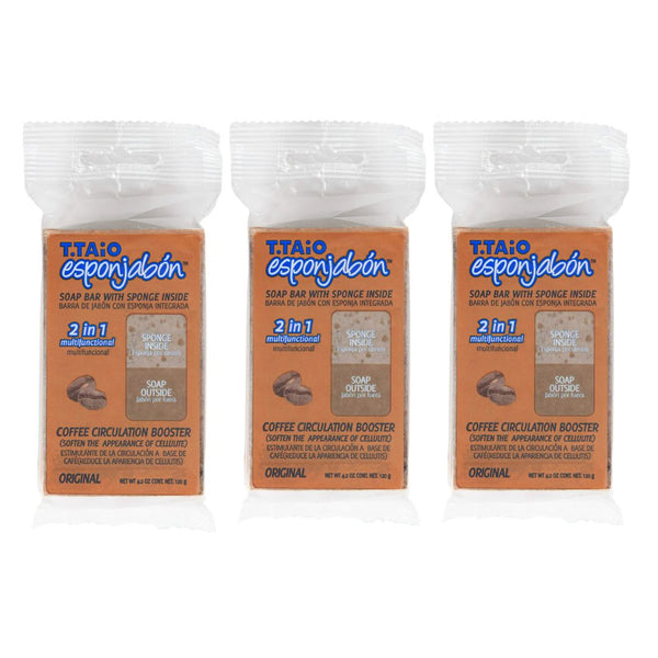 Pack mit 3 Schwammseife: Schwamm + Seife 2 in 1 - 120gr - T.taio : 3x Café - 1