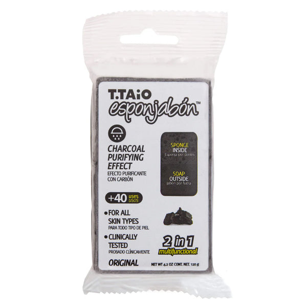 Schwammseife - Schwamm + Seife 2-in-1 - 120 Gramm - T.taio : Carbon - 1