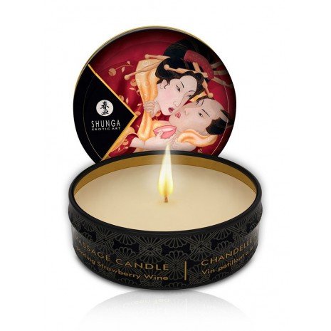 Mini Caress by Candelight Strawberry and Champagne Massage Candle 30ml - Kerzen - Shunga - 1