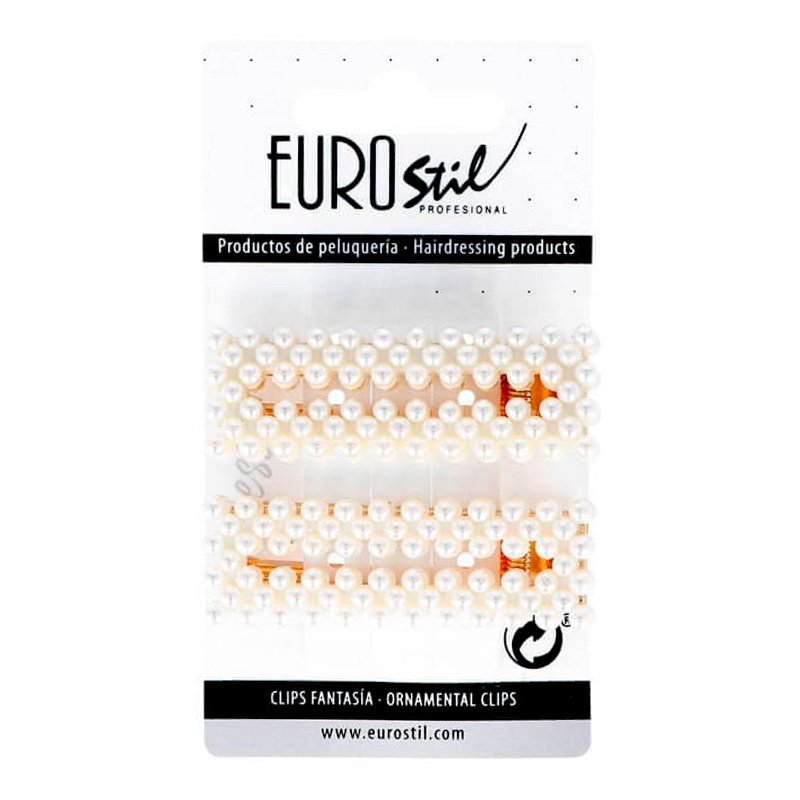 Goldene Doppelperle Clips 2ud - Eurostil - 1