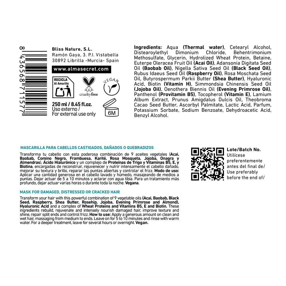 Haarmaske Strapaziertes Haar Extreme Repair Mask 250 ml - Alma Secret - 1