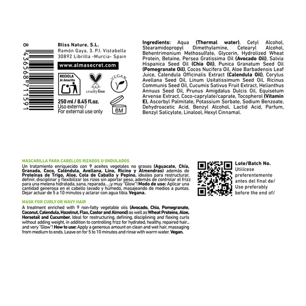 Haarmaske für lockiges und welliges Haar Curly Superglow Mask 250 ml - Alma Secret - 2