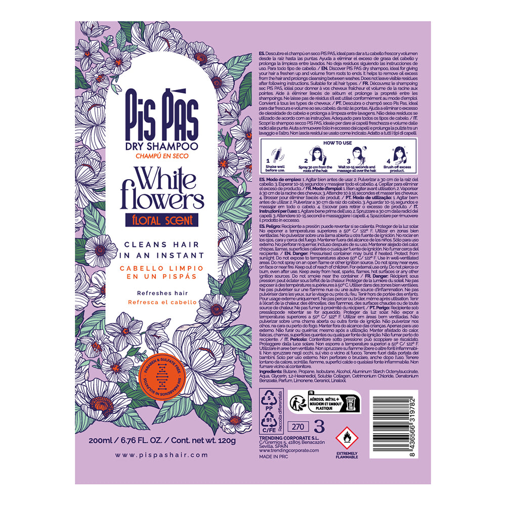 Trockenshampoo White Flowers 200ml - Pis Pas - 1