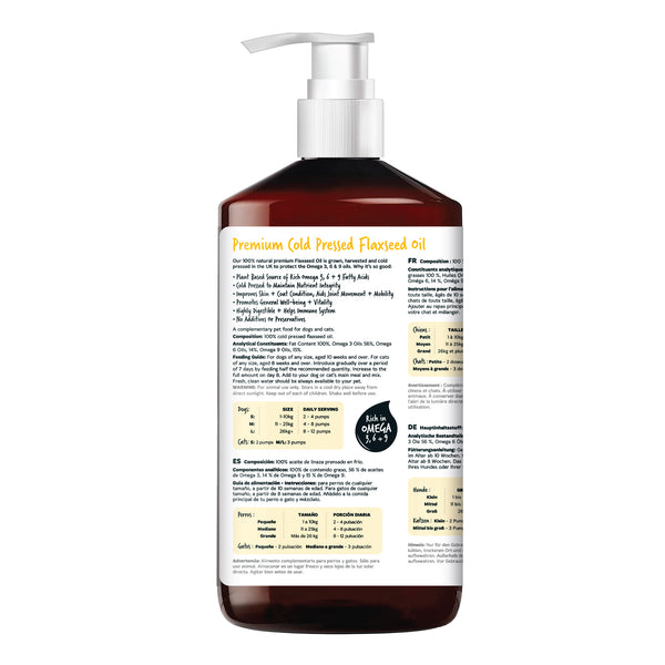 100% Natürliches Leinöl für Hunde und Katzen 500ml - Bugalugs - 3