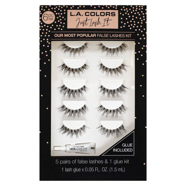 Das Colors Set 6 Paar Wimpern und Kleber Just Lash It - L.A. Colors - 1