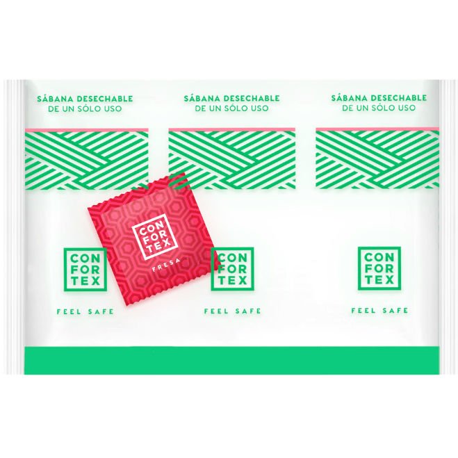 Einzelne Einweg-Hygienetücher + Erdbeerkondom - Confortex - 1