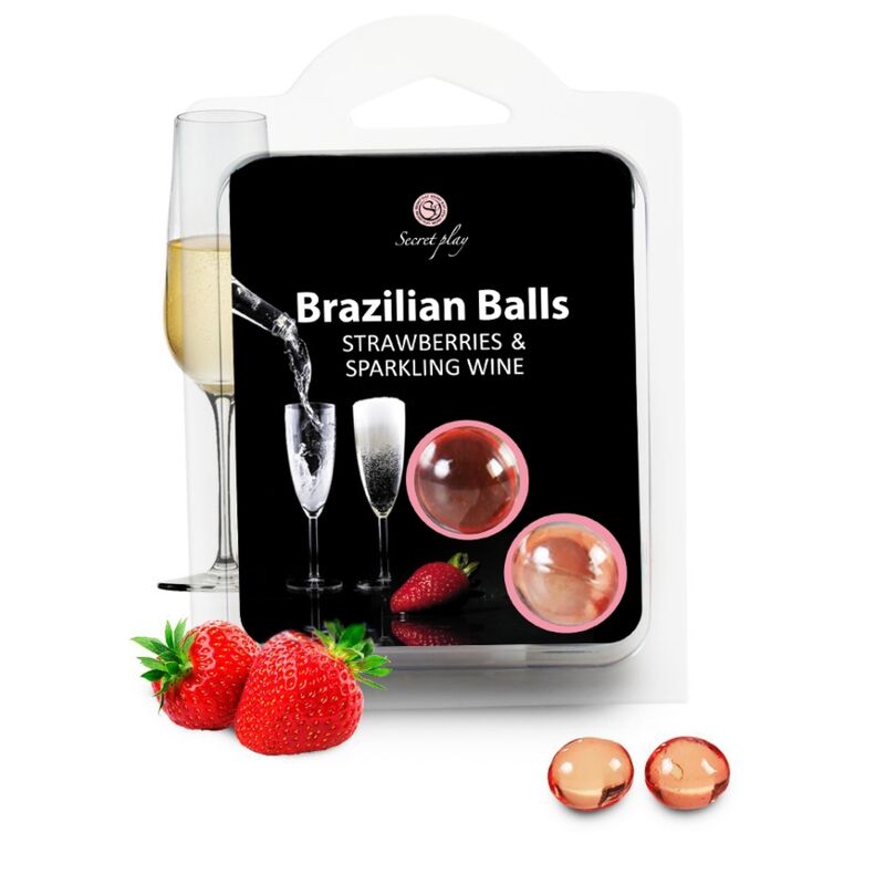 Set 2 Gleitkugeln Brasilianische Kugeln Erdbeeren &amp; Cava - Secretplay Cosmetic - Secret Play - 1