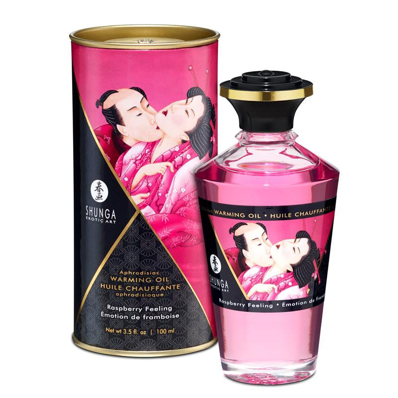 Massageöl mit Wärmeeffekt Intensiver Himbeergeschmack 100 ml - Öle - Shunga - 1