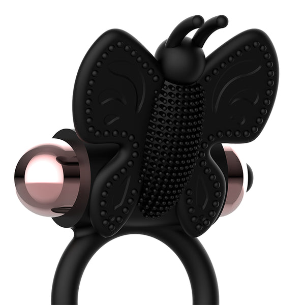 Penisring Butterfly Anillo Vibrador Negro / Gold - Coquette - 4