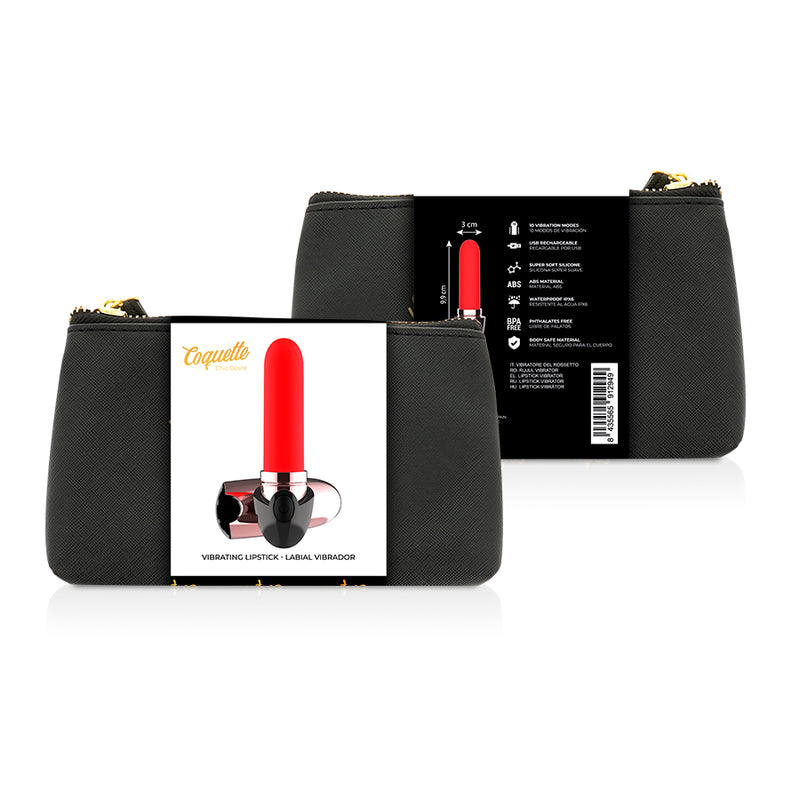 Luxe wiederaufladbarer vibrierender Lippenstift Schwarz / Gold - Coquette - 1