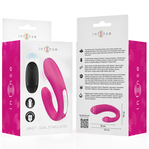 Janet Dualer Stimulator & Vibrator in U-Form mit Fernbedienung - Rosa - Intense - 3