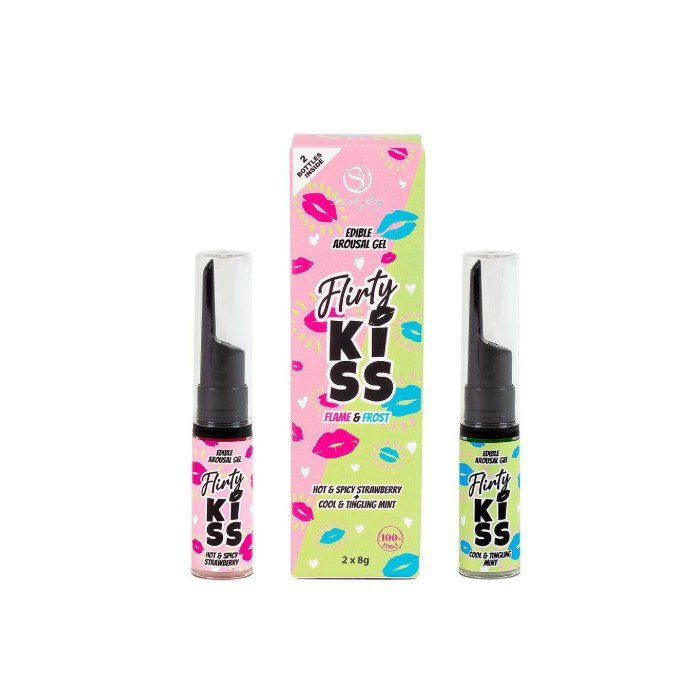 Flirty Kiss Gele mit Oralsex-Wirkungen Erdbeere & Minze 2x8 gr - Secret Play - 1