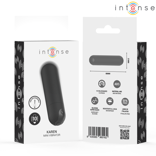 Mini Vibrator Bullet Karen 10 Modi Wiederaufladbar - Schwarz - Intense - 4