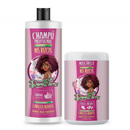 Locken-Set: Shampoo 1000ml + Haarmaske 1000ml - Dona Flora - 1