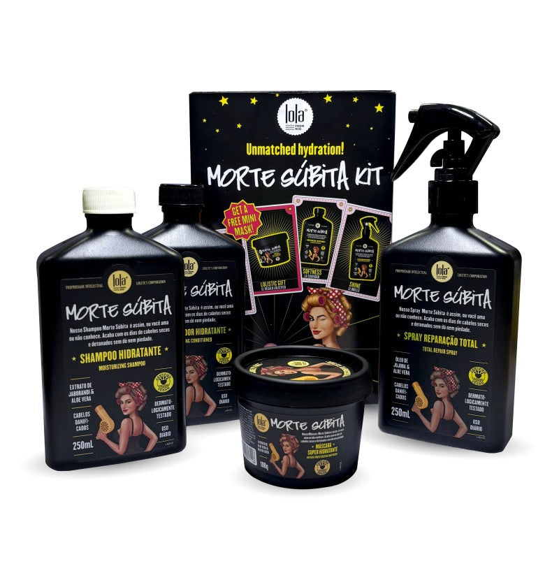 Morte Súbita - Kit Shampoo 250ml + Conditioner 250ml + Spray 250ml + Maske 100g - Lola Cosmetics - 1
