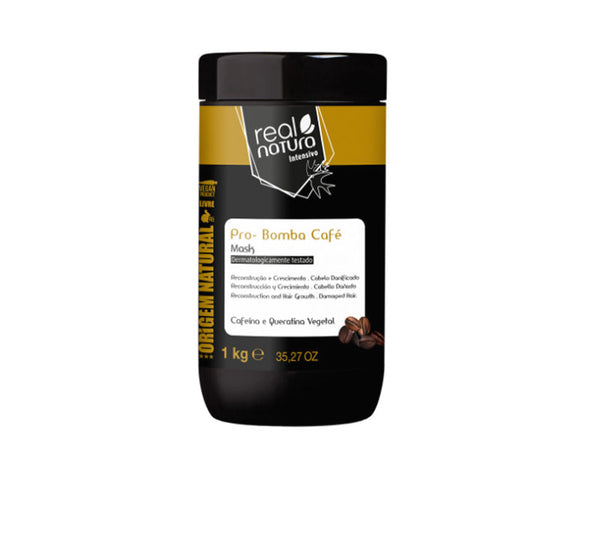 Haarmaske ohne Salz mit Kaffee für geschädigtes Haar - Maske Sem Sal Pro-Reparação Bomba Café 1 Kg - Real Natura - 1