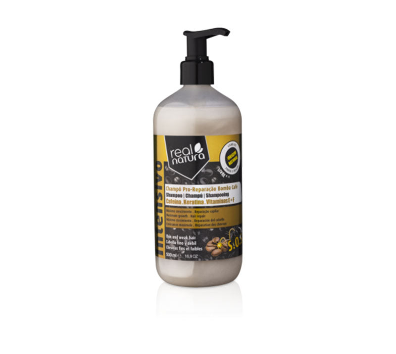 Shampoo ohne Salz mit Kaffee für geschädigtes Haar - Shampoo ohne Salz Pro-Repair Coffee Bomb 500 ml - Real Natura - 1
