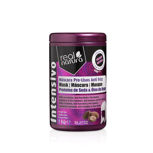 Salzfreie Anti-Bruch-Haarmaske mit Argan für glattes Haar - Sem Sal Pro-Smooth Anti-Frizz Argan Mask 1 Kg - Real Natura - 1