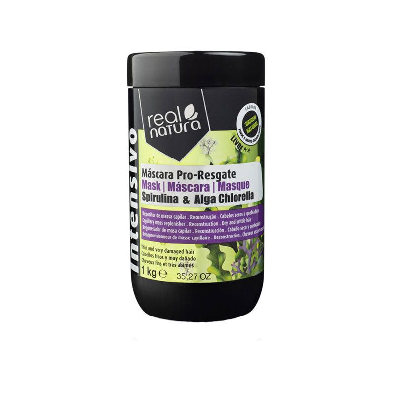 Salzfreie Maske für geschädigtes Haar mit Spirulina und Alge Chlorella 1000 ml - Sem Sal Pro-Resgate Spirulina und Alga Chlorella Mask 1000 ml - Real Natura - 1